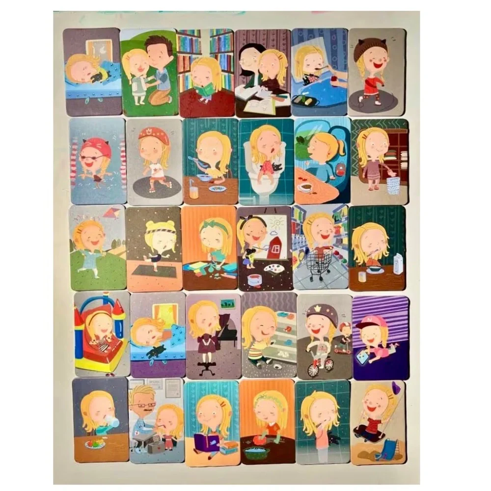 ••NEW OKID Magnetic Picture Cards Kids Visual Schedule Daily Routines Girls